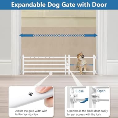 Malier Dog Gate with a Small Door, Extra Wide All Metal Short Dog Gate Pet Gate for Stairs, 10'' Tall Pressure Mount Easy Step Over Puppy Gate Low Gate for Doorways - Image 5