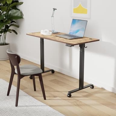 Cubiker Adjustable Desk, 48 x 24 Inch Home Office Desk, Standing Desk with Splice Board, Rustic Brown Desktop - Image 2