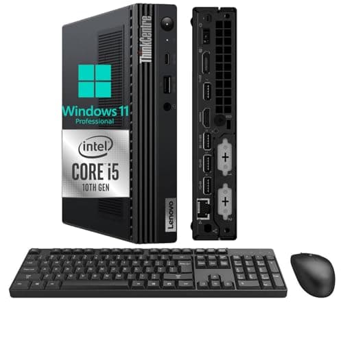 Lenovo ThinkCentre M90q Tiny Desktop Computer, 10th Gen Intel Core i5, 16GB DDR4 RAM, 256GB SSD, Keyboard & Mouse, WiFi, Type-C, HDMI, Windows 11 Pro(Renewed) - Image 1