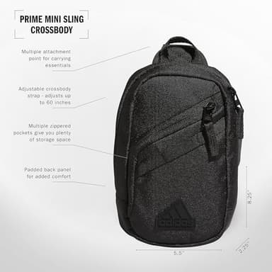 adidas Prime Mini Sling Crossbody Bag, Small Size for Festivals and Travel, Black, OSFA - Image 2