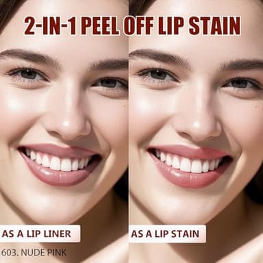 QCMME Lip Liner Stain Peel Off with Tweezer, Long Lasting Matte Lip Tattoo, Highly Pigmented Color Lip Makeup, Waterproof, Transfer-proof Lipstain for Women, Nude Pink - Image 2