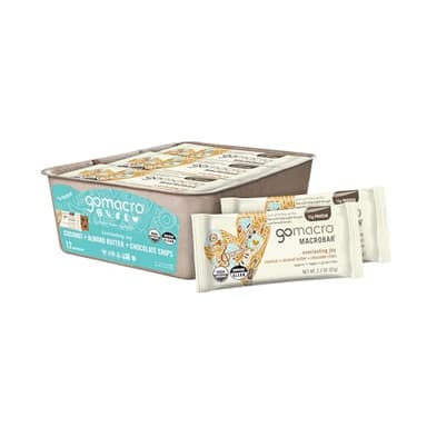 GoMacro MacroBar Organic Vegan Protein Bars - Coconut + Almond Butter + Chocolate Chips (2.3 Ounce Bars, 12 Count) - Image 1