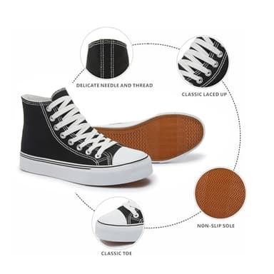 Iarus High Top Sneakers for Women White Canvas Comfortable Shoes for Women Walking Casual Sneakers Tennis Shoes(balck09) - Image 3