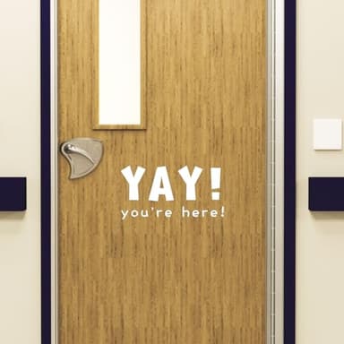 ZLKAPT Yay You're Here! Back to School Classroom Door Decal | 8x15" Elementary Teacher Decor | First Day of Class Welcome Sign | Educational Wall Art for School Doors (White) - Image 1