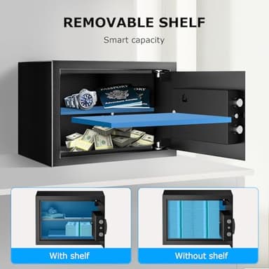 Bonsaii Safe Box with Fireproof Bag, Home Safe with Removable Shelf for Money Documents Jewelry Valuables, 0.6 Cubic Feet, 9.84"D x 13.78"W x 9.84"H, Black - Image 5