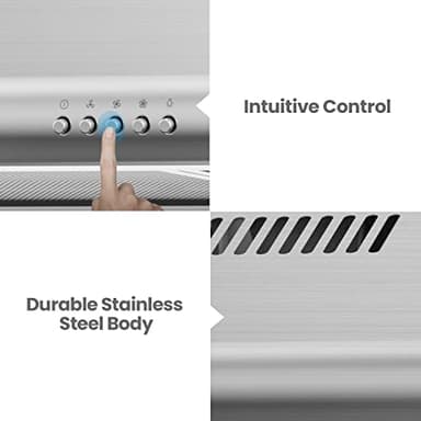 Comfee CVU30W4AST 30 inch Under Cabinet Ducted/Ductless Convertible Slim Vent Durable Stainless Steel Kitchen Reusable Filter, 3 Speed Exhaust Fan and 2 LED Lights Range Hood, 2.0 Version - Image 6