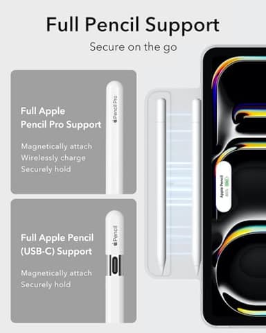 ESR for iPad Pro 11 Inch Case M4 2024(5th Gen), Strong Magnetic Attachment, Slim Trifold Stand Case, Supports Pencil Pro and Pencil(USB-C), Tough Protection, Auto Sleep/Wake, Rebound Series, White - Image 6