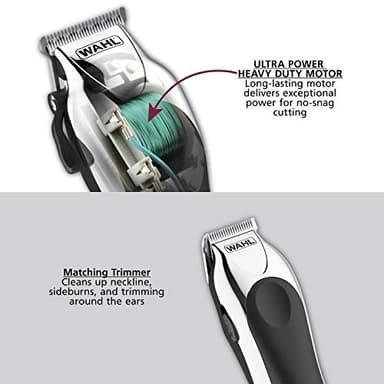 Wahl Clipper USA Deluxe Corded Chrome Pro, Complete Hair and Trimming Kit, Includes Corded Clipper, Cordless Battery Trimmer, and Styling Shears, for a Cut Every Time - Model 79524-5201M - Image 3