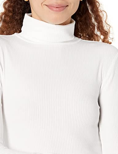 Amazon Essentials Women's Slim-Fit Layering Long Sleeve Knit Rib Turtleneck Top (Available in Plus Size), Pack of 2, White, X-Large - Image 4