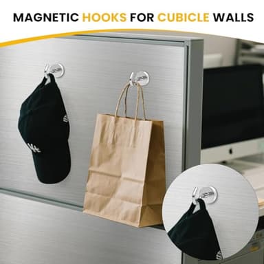 DIYMAG Magnetic Hooks for Hanging Cubicle Accessories, 30lbs 2025 Cruise Cabin Ship Essentials N52 Magnetic Hook Heavy Duty Strong Magnets Fridge for Classroom Beach Kitchen Grills 10 Pack Silver - Image 2