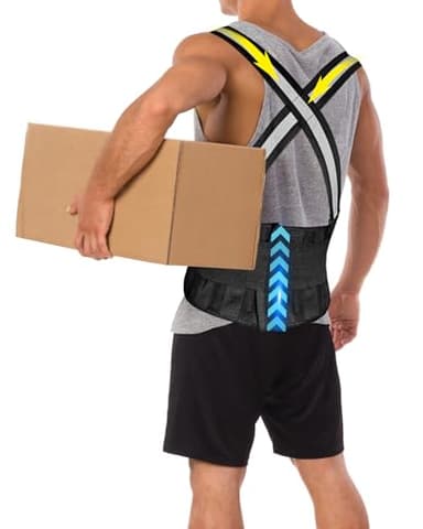 SERVOMASTER Back Brace Posture Corrector for Women and Men, Breathable Fabric Back Support with Removable Suspender, Adjustable Lumbar Support Belt Work Back Brace for Moving Construction - Image 1