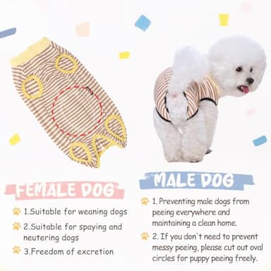 Paipeper Dog Recovery Suit After Surgery,Spay Neuter Clothes for Female Dogs,Small Medium Dog Shirt,E-Collar Cone Alternative,Prevent Licking Wound Dog Onesie,Pet Surgical Suit(Yellow White Stripe-l) - Image 4