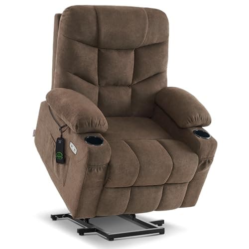 MCombo Power Lift Recliner Chair with Extended Footrest for Elderly People, Fabric 7287 (Brown, Medium) - Image 1