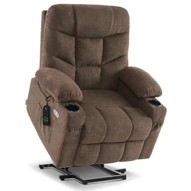 MCombo Power Lift Recliner Chair with Extended Footrest for Elderly People, Fabric 7287 (Brown, Medium) - Image 1
