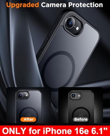 SPIDERCASE Designed for iPhone 16e Case, Magnetic Translucent Matte Case with 2PCS Tempered Glass Screen Protector Anti-Scratch Slim Phone Case for iPhone 16E 6.1'', Black - Image 6