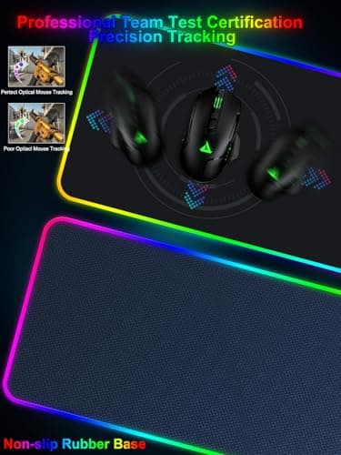 Mouse Pad with Wireless Charging, Large Desk Mat RGB Gaming Mousepad, 10 Light Colors LED Gaming Pad Keyboard Pad with Ultra-Smooth Surface & Non-Slip Rubber Base, Waterproof Full Desk Mouse Pad - Image 5