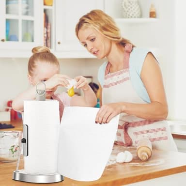 AIDEA Paper Towel Holder with Spray Bottle, Kitchen Towel Holder for Countertop, Spring Arm for Easy Tear, One-Handed Stainless Steel Paper Towel Dispenser with Weighted Base, Silver - Image 8