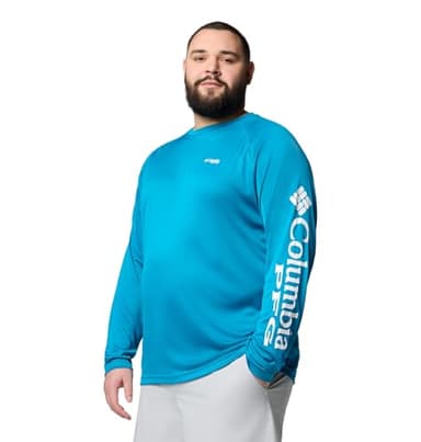 Columbia Men's Terminal Tackle Long Sleeve Shirt, Blue Echo/White Logo, Small - Image 8