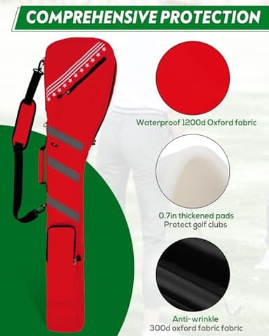 Big Teeth Golf Sunday Bag, Small Golf Bag Lightweight, Par 3 Golf Bag for A Few Clubs Driving Range, Practice with Carry Shoulder Strap Foldable Multi-Colour - Image 5