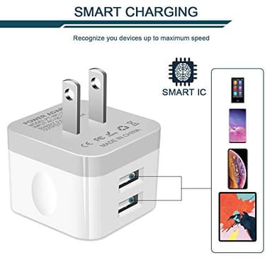 2Pack USB Wall Charger Plug, AILKIN 2.4A Dual Port USB Adapter Power Cube Fast Charging Station Box Base for iPhone 17 16 15 14 13 12 Pro Max SE 11 XR XS, Samsung, Phones Charge Block-White Brick - Image 4