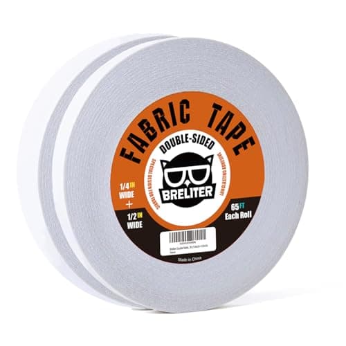 Breliter Double-Sided Fabric Tape (2 Rolls) - 65FT Length, No Sewing or Ironing Required, Perfect for Quick Clothing Repairs, Fabric Bonding, and DIY Crafts (1/4inch+1/2inch) - Image 1