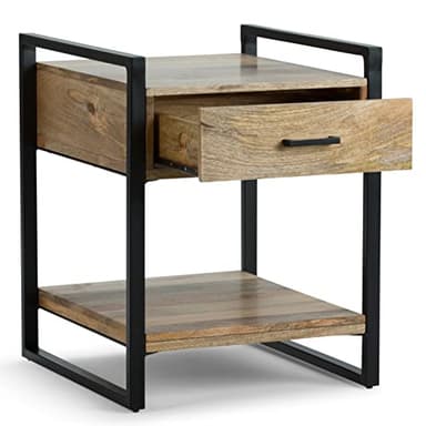 SIMPLIHOME Riverside SOLID MANGO WOOD and Metal 20 inch Wide Rectangle Modern Industrial End Side Table in Natural for the Living Room and Bedroom - Image 3