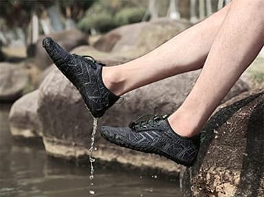 UBFEN Water Shoes Aqua Swim Shoes Mens Womens Beach Sports Quick Dry Barefoot for Boating Fishing Diving Surfing Black Color Size US 11 Women 9.5 Men - Image 3