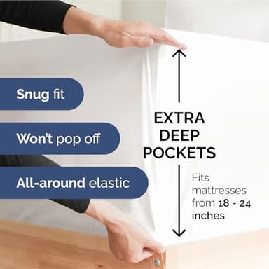 Extra Deep King Sheet Set - 6 Piece Breathable & Cooling Sheets - Hotel Luxury Bedding Set w/18-24 Inch Extra Deep Pockets - Easy Fit - Super Soft, Wrinkle Free and Comfy - Antique White, King Size - Image 3