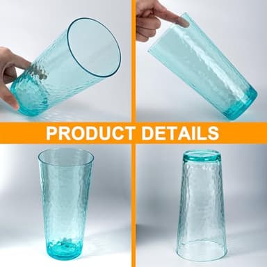 KX-WARE 26-ounce Acrylic Highball Glasses Plastic Tumbler Larger Drinking Glasses, set of 6 Multicolor - Image 4