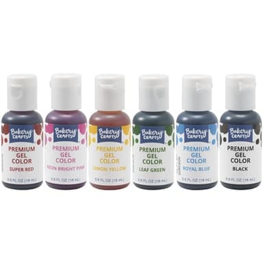 Bakery Crafts Premium Gel Food Color 6 Bottle Assortment, 4.2 Fl Oz, Edible Coloring For Use with Cake Mix, Buttercream, Whipped Icing, Fondant & Piping Gel, Highly Concentrated, Red, Pink, Yellow, Green, Blue, Black - 6 x 0.7FL - Image 12
