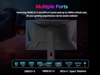 KTC 27'' 240Hz QHD 1440P Gaming Monitor 144Hz 1ms 65W Type C USB DisplayPort HDMI HDR400 Tilt/Height/Pivot/Swivel Fast HVA AdaptiveSync VESA - Image 6