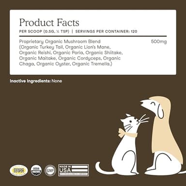 Fera Pets Mushroom Supplement for Dogs & Cats with Turkey Tail - USDA Organic - Cognitive and Immune Support - Enhances Liver Function - Supports a Healthy Gut - Powder - 120 Scoops - Image 6