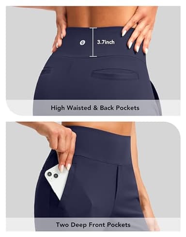 SANTINY Women's 9" High Waisted Bermuda Shorts with 4 Pockets Knee Length Long Shorts for Women Workout Athletic Casual(Purplish Blue_XXXL) - Image 4