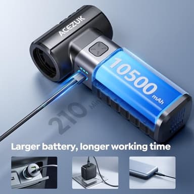 Compressed Air Duster 4-Gear Adjustable 300000RPM Electric Air Duster Rechargeable Brushless Motor Mini Cordless Air Blower for Keyboard, Electronics,Car and Home Cleaning Replaces Compressed Air Can - Image 6