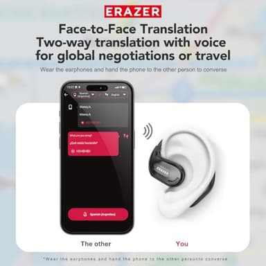 ERAZER XT66PRO AI Translation Earbuds Real Time Translator Earbuds OWS Wireless Bluetooth Earphones 135 Language Open Ear translating Headphones for Travel Business Learning - Image 5