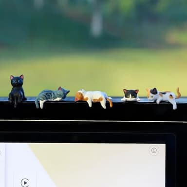 Cat Car Interior Accessories Dashboard Decorations, Set of 5 Cute Car Dash Decor Rearview Mirror Ornament for Women Girl - Image 7