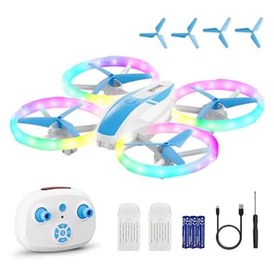 Mini Drone for Kids and Beginners with Fancy LED & Altitude Hold,Birthday Gift for Boys Girls,RC Drone with Propeller Protection,360°Flips,3 Speed Mode,Indoor Outdoor Mini Quadcopter Toy - Image 1