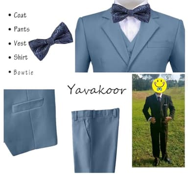 Boy Suit Slim Fit Suits for Kids Formal Outfit 5 Pcs Set Dresswear for Boys Blue Gray Size 6 - Image 6