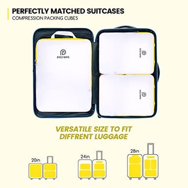 PFEYRPK Lightweight Compression Packing Cubes for Suitcases, Compressible Expandable Travel Packing Organizer with Clear Toiletries and Backpack Bag, Travel Essentials for Carry on Luggage 7 Set - Image 7