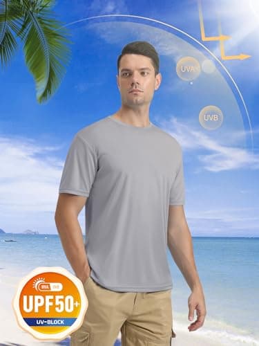 Tee Shirts for Men Short Sleeve Active Shirts Summer Dry Fit T Shirts Moisture Wicking Running T-Shirt Light Grey - Image 2