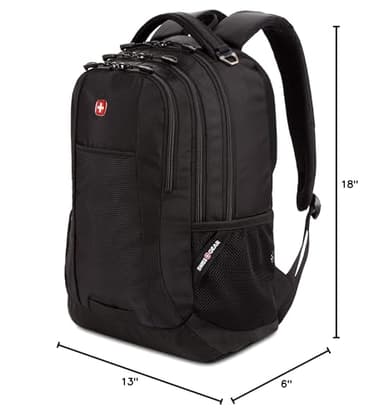 SwissGear 5505 Cecil 16” Laptop Backpack Black – Daily Laptop Bag with Gear Attachment Options – Multiple Organizer Pockets & Padded Shoulder Straps - Image 9