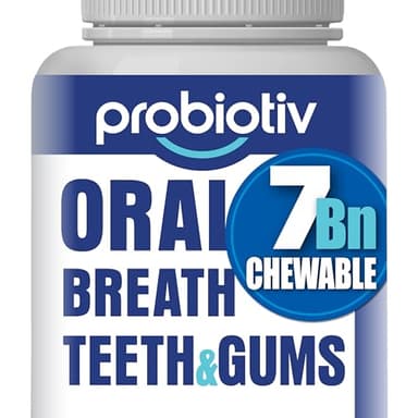 Probiotiv Oral Probiotics for Mouth Bad Breath 7 Billion CFU - Chewable Dental Probiotics for Teeth & Gums, Fresh Breath Freshener, Supports Oral Microbiome & Healthy Mouth - Image 1