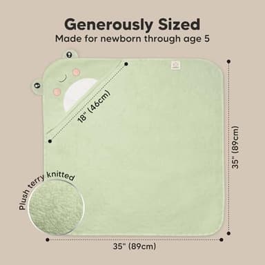 KeaBabies Hooded Baby Towel for Newborn - Viscose Derived from Bamboo Large Baby Bath Towels with Hood for Boys, Girls, Toddler, Extra Absorbent & Soft Newborn Bath Essentials (Frog) - Image 4