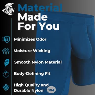 Real Men 6in Nylon Boxer Briefs A Pouch Lrg 3pk Blk/Blu/Gry 3x Boxer Briefs For Men Pouch Mens Bulge Enhancement Underwear Mens Underwear Nylon - Image 6