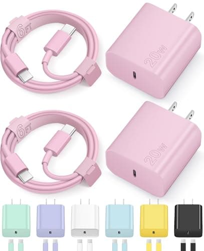 iPhone 17 16 15 Charger Fast Charging Type C Chargers USB C Charger Block iPhone Air Chargers with 2 Pack 6FT Cable for iPhone 17/17 Plus/17 Pro Max/16/16 Plus/16 Pro Max/15 Pro Max/iPad Pro(Pink) - Image 1