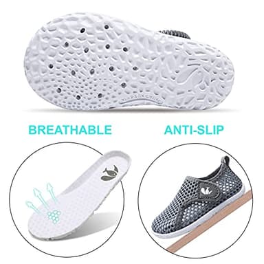 JOINFREE Kid Toddler Non Slip Quick Dry Water Shoes Aqua Socks Sneakers for Beach Pool Boys Girls Mesh Grey 2.5-3 Years Toddler - Image 4