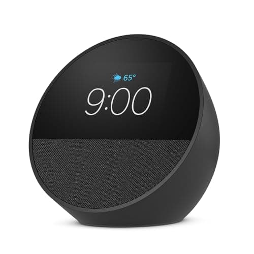 Like-New Amazon Echo Spot (newest model), Great for nightstands, offices and kitchens, Smart alarm clock with Alexa, Black - Image 1