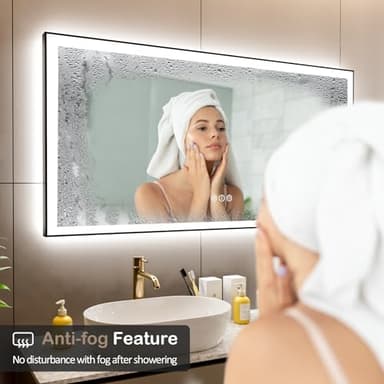 ISTRIPMF 72x32 Inch LED Bathroom Mirror with Black Frame, Backlit and Front Lighted Bathroom Mirrors for Wall, Anti-Fog, Dimmable, Memory, Shatterproof, LED Vanity Mirror for Bathroom - Image 5