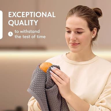 Super Absorbent Kitchen Towels 12 Pack - Premium 100% Cotton Kitchen Towels, 450GSM Thick Machine Washable Gray Dish Towels for Kitchen Drying, Cleaning, Dobby Weave, Unmatched Quality - Image 3