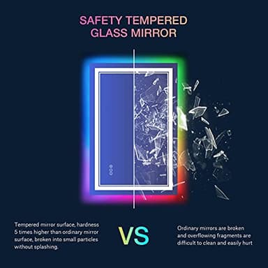 ISTRIPMF 24x36 inch RGB LED Bathroom Mirror with Lights, Colorful Changing Lighted Mirror, Shatterproof Dimmable Anti-Fog LED Vanity Mirror for Bathroom (RGB Backlit + Front-Lit) - Image 8